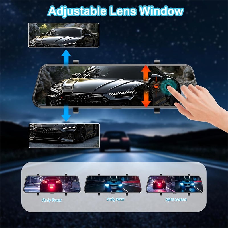 Aprilboy Mirror Dash Cam 4K Front and 2.5K Rear, IMX415 Rearview Mirror Camera for Cars, 5.8GHz WiFi, WDR, G-Sensor, Night Vision, Reverse Assist, Included 64GB Card - Image 4